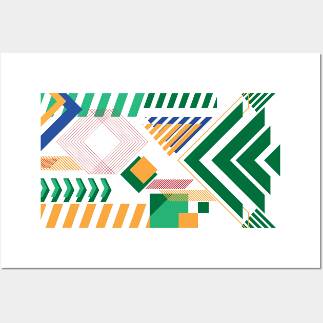 Geometric abstract background. With the concept of 4 corners and solid colors without gradation. Wall Art by Aloenalone